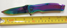 SPRING ASSISTED KNIFE 7.75 INCH OVERALL APPROX. 3.5 INCH BLADE RAINBOW 6.5oz