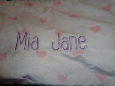 Pottery Barn Kids Chamois Baby Blanket White Pink Hearts Monogram