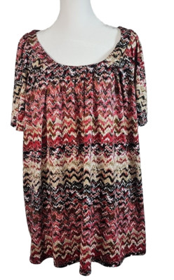 Notations Multi Color Liquid Knit Boat Neck Stretch Tunic Size 3X Casual Office