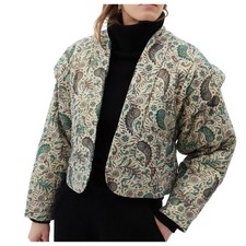 Maria Cher Beige Brown Green Paisley Quilted Miranda Jacket Alicante Size S