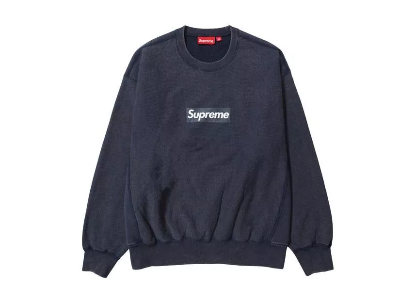 Logo Supreme boîte lavée col rond bleu marine