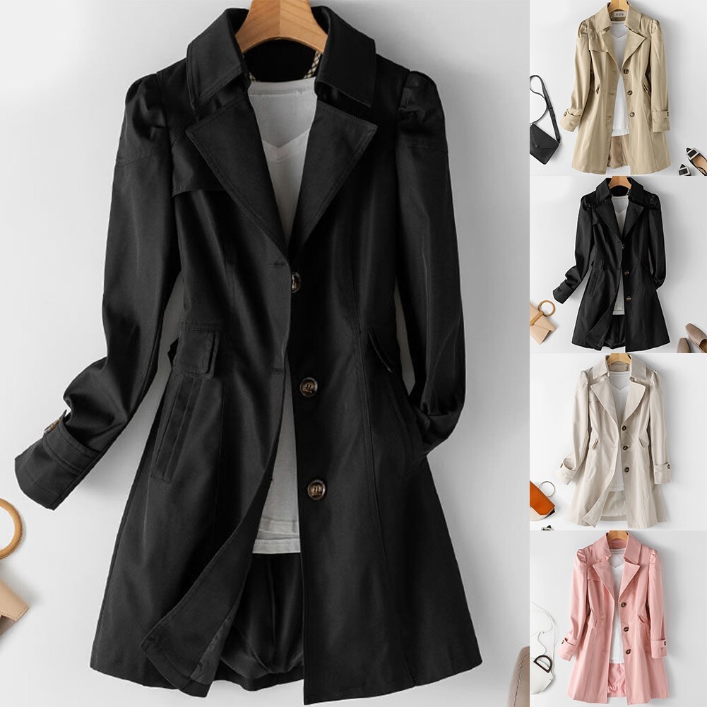 Woman Windbreaker Overcoat Single-breasted Mid-Long Autumn Trench Coat  Jacket
