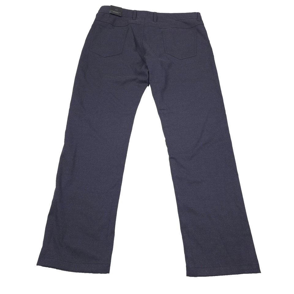 Bloomingdales Navy Blue Mix Flannel Tailored Fit Pants Mens Size 36 X 32 - Image 3 of 4