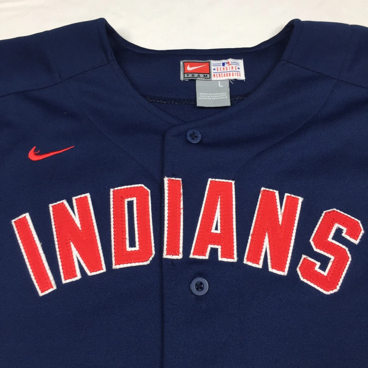 Vintage Team Nike Cleveland Indians Jersey Youth Large Blue Stitched EUC