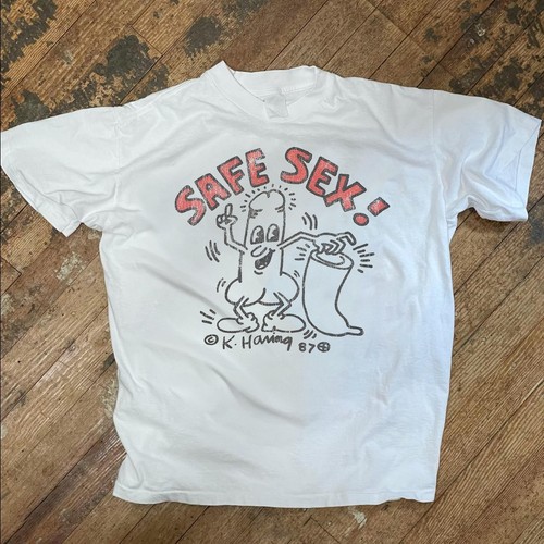 Safe Sex Keith Haring 87 Washed T-Shirt White M