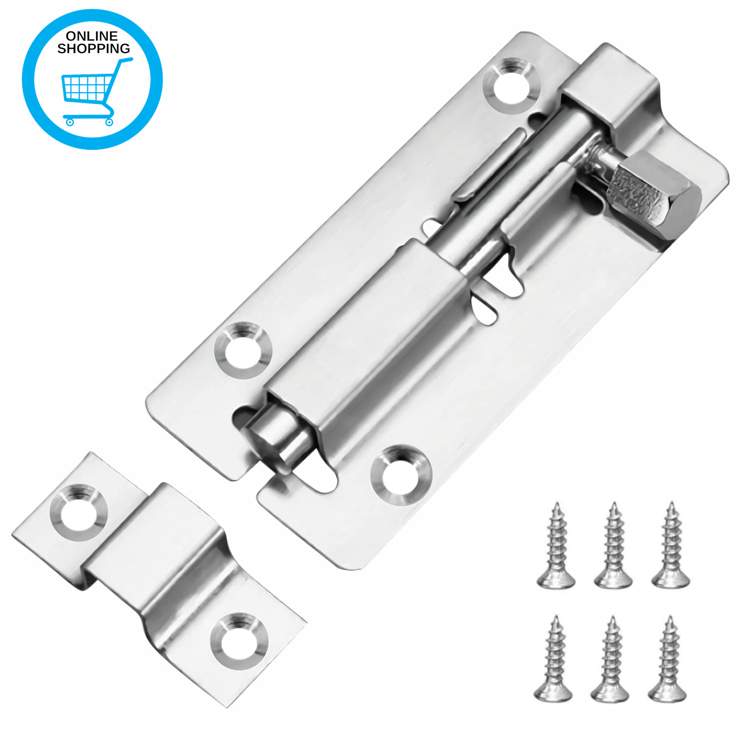 Door Lock Bolts 3""(75Mm), 304 Stainless Steel Door Latch Slide Bolts Lock with S