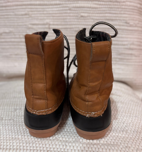 Report Damen-Schnürstiefeletten Entenstiefeletten Upton Größe US 9 hellbraun schwarz Gummi - Bild 4 von 5