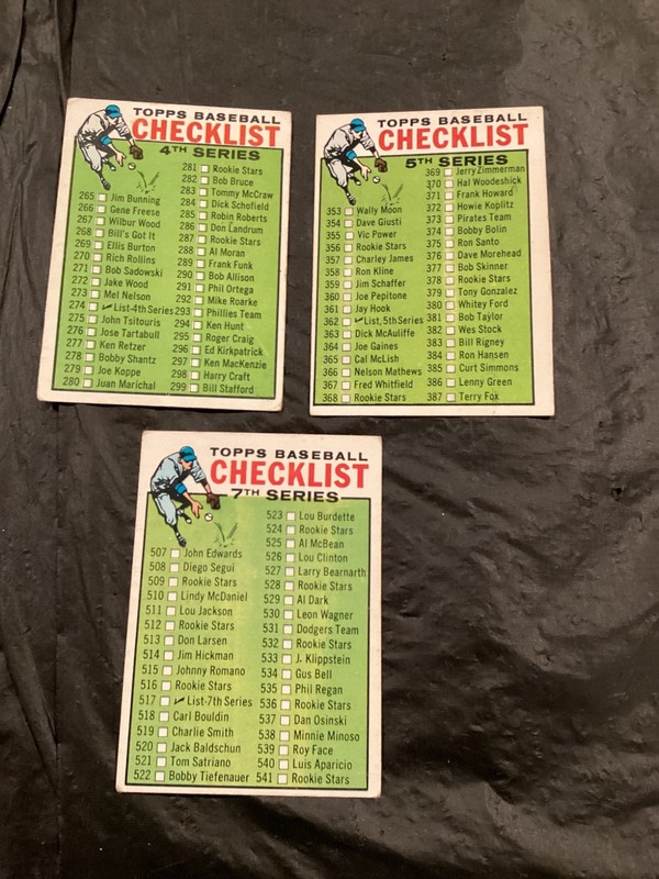 1964 Topps Checklist Card Lot - (3) Diff