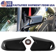 Bright Black Rearview Side Mirror Cover Caps Horn Style for Ford Mustang 2024-25