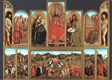 Postcard__Gent, Ghent, St Baafs, Het Lam Gods, H.& J. Van Eyck, Mystic Lamb