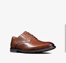 Clarks Mens Ronnie Walk British Tan Leather Derby Shoes Leather Smart Size UK 8