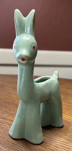 Vintage Shawnee Fawn Deer Planter 1950’s Matte Green Approx. 7 1/4”