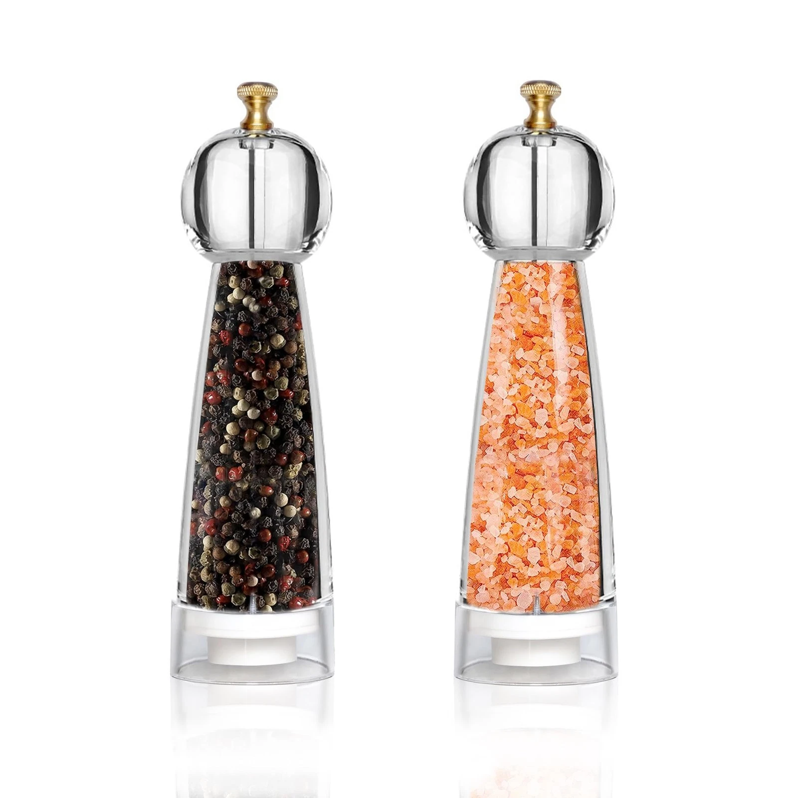 Salt and Pepper Grinder Set, Pepper Mills Classic Manual Transparent Acrylic ...