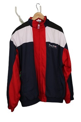 Reebok Colourblock Zip Track Top Navy Rot Weiß L Große 42 in Vintage 1990er
