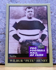 PRO FOOTBALL HALL OF FAME CARD ELECTED 1963 WILBUR "PETE" HENRY CANTON BULLDOGS