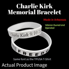 7.5" White Laser Engraved Silicone Bracelet “FREEDOM” | Charlie Kirk Tribute
