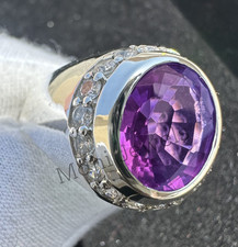 Men  s Oval Amethyst Gemstone Ring 925 Sterling Silver Handmade Engagement Ring