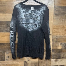 Harley Davidson Long Sleeve Shirt St Paul Eagle Logo Smoke Graphic Black Large