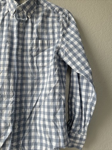 Crewcuts Boys 12 Gray Blue Gingham Button Down Back To School LS Shirt - Picture 6 of 10