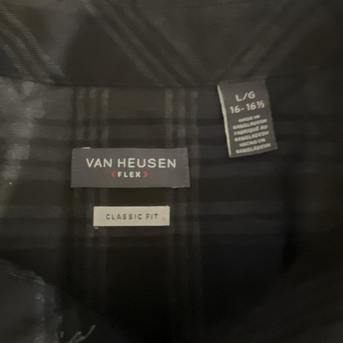 Van Heusen Dress Shirt Men’s Wrinkle Free Green Plaid Oxford Size L 16-16 1/2 - Picture 2 of 2