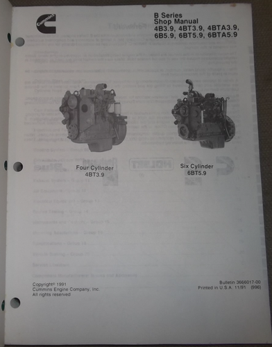 Cummins 4BTA 4B3.9 6BT5.9 6B5.9 6BTA5.9 Engin Révision Réparation Service Manuel - Photo 3 sur 6