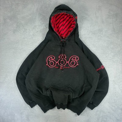 Vintage 686 Y2K Streetwear Black Red Spellout Heavyweight Oversized XL Hoodie