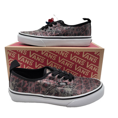 Vans Authentic Elastic Shoes Youth Size 4 Leopard Mesh Lace Up Skate Sneakers