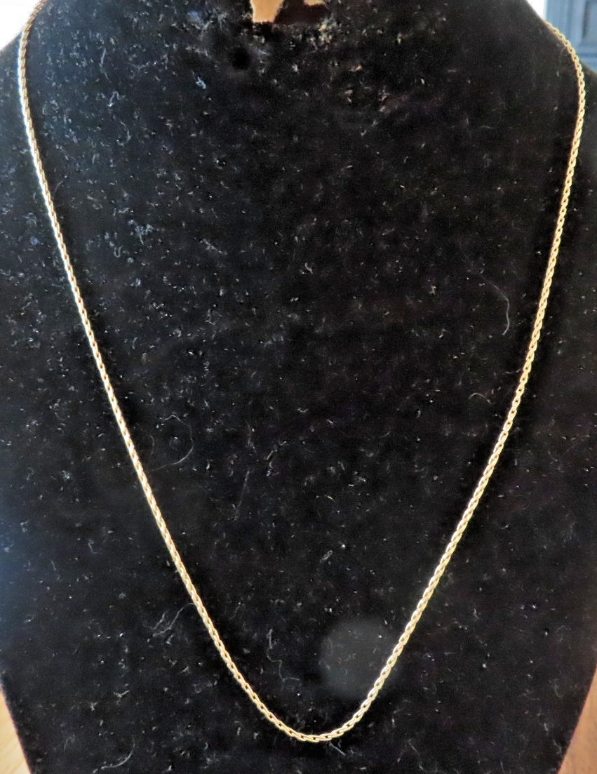 Unique Real Solid 14K Yellow Gold  thin wheat Cha… - image 5