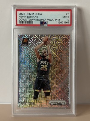Kevin Durant /25 - 2023 Panini Prizm Deca #5 - Downtown Bound Mojo Prizm (PSA 9)