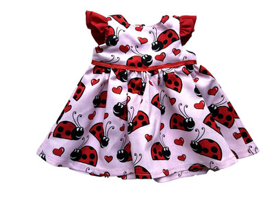 Fits American Girl 18'' Doll Clothes-Valentine Lady Bugs on Pink Dress 2