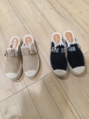 Sabot Espadrilla Nero E Beige - Imagen 1 de 6