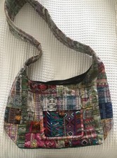 Patchwork Guatemalan Shoulder Bag Colorful padded strap front Pocket boho