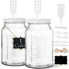 2 Pack 1 Gallon Large Fermentation Jars with 3 Airlocks and 2 SCREW 1.0 Gallons