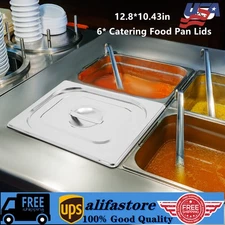 6pcs Catering Food Pan Lids Commercial Stainless Steel Food Pan Lid Seamless Lid