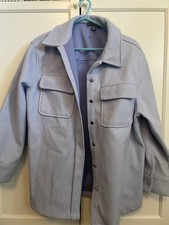 Women’s Baby Blue Pastel Jacket Cute Buttons Stylish Long Cozy Medium Size