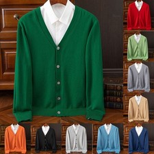 New Classic Vneck Cardigan for Men Warm Knitted Baggy Sweater High End Coat