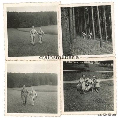 4x Genuine Photo DAK veterans with tropics uniform in Hohenfurch Schongau Bavaria 1942