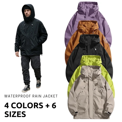 Ayrbao Unisex Waterproof Rain Jacket Lightweight Hooded Hiking Windbreaker - product listing photo