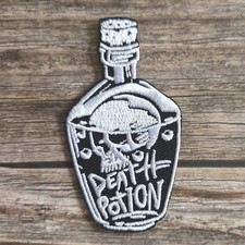 Skull Floating In Witch Bottle Death Potion Occult Goth Iron On Patch