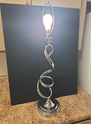ORE International Industrial Table Lamp Brushed Silver Coiled Metal