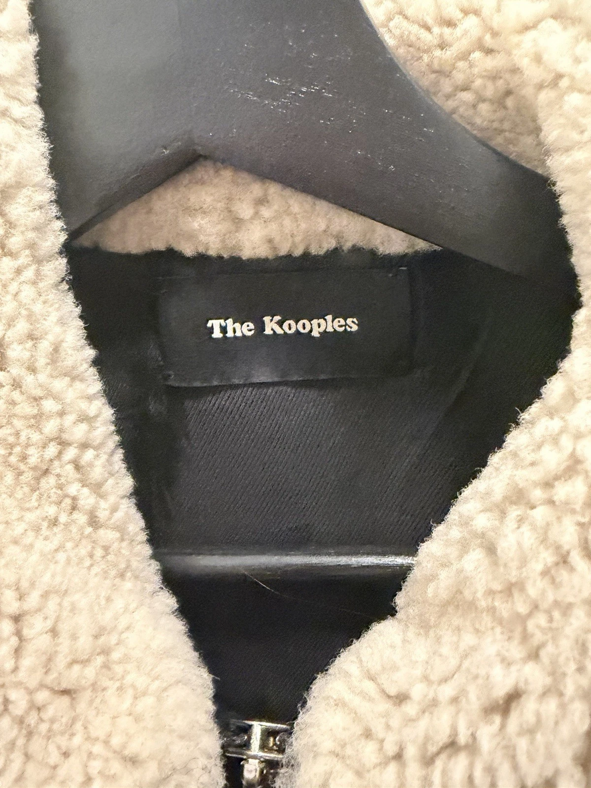 The Kooples Men’s Black 100% Leather Biker Jacket Fur Trim Zip Pockets Size M - product detail image 2