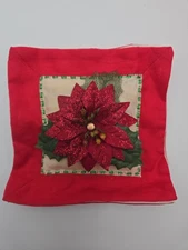 Handmade Christmas Poinsettia Pillow Décor – Red & Green Holiday Accent