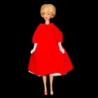 VTG MATTEL 1958 BARBIE MIDGE DOLL BLONDE BUBBLE CUT HAIR IN RED FLARED COAT