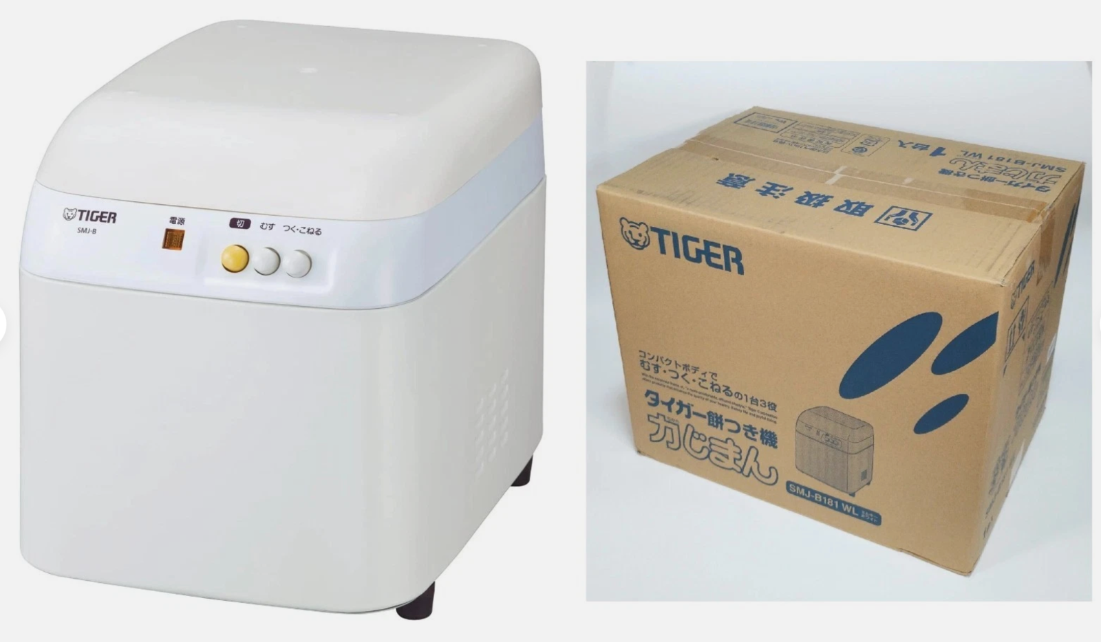 SMJ-B181-WL TIGER Tiger Rikijiman Mochi Maker Machine for 1 Shou 1.8L MilkyWhite