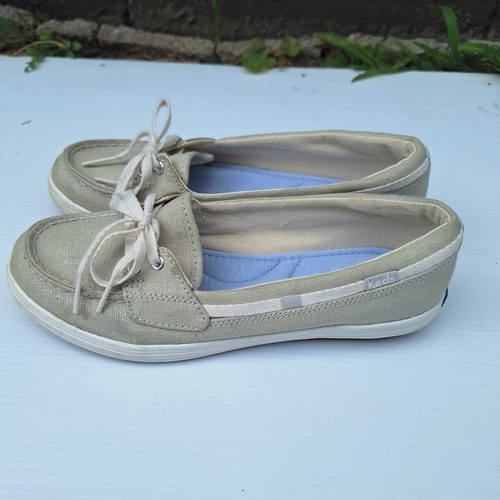 Keds Women Boat Shoes Sz 6.5 Ortholite Silver Glimmer Slip On Walking Sneakers - Picture 5 of 12