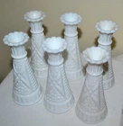 🌟 6 Vintage White Milk Glass Stars & Bars ANCHOR HOCKING Flower 6" Bud Vase