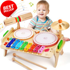Kids Drum Set 7in1 Musical Instruments Montessori Toy Xylophone Tambourine US