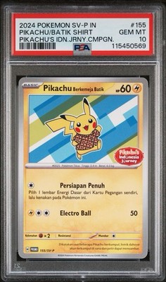 PSA10 ピカチュウ バティックシャツ プロモ インドネシア語155/sv-p PSA 10 Pikachu Berkemeja Batik 155/SV-P Indonesia Journey Promo
