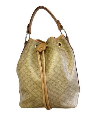 CELINE Macadam Drawstring Bucket Bag Brown PVC Leather Italy USED from JP #TD