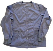 Cherokee Luxe Women's Sky-Blue Scrub Size Large With Pockets And Designer Snaps